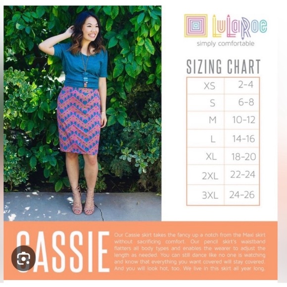 LulaRoe Cassie pencil skirt. Orange rose pattern. Size XL. New with Tags. - Picture 7 of 7